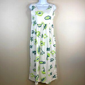 Vintage Furstenberg Womens Beachy Fish Print Maxi Dress Size S Cruise Vacation